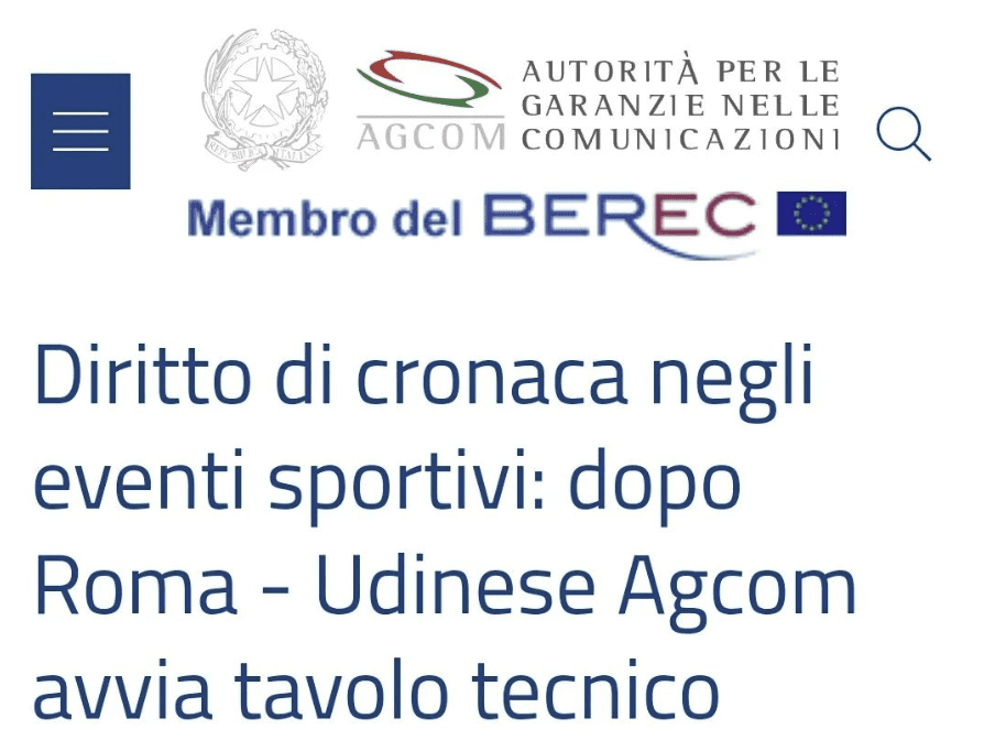 Un lavoro tecnico per i regolamenti sulla cronaca sportiva: lo ha deciso l’Agcom